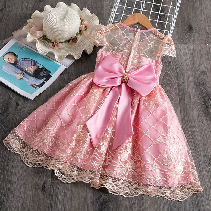 BABY GIRL PRINCESS DRESS TODDLER SUMMER EMBROIDERY BOW PUFFY BIRTHDAY PARTY DRESS GIRLS PAGEANT DRESSES