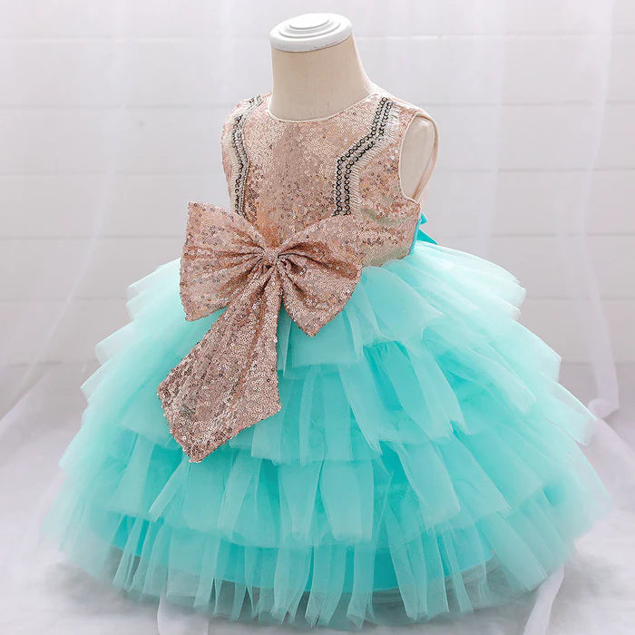 BABY GIRL BIRTHDAY PARTY DRESS TODDLER CUTE BOW PUFFY PAGEANT PRINCESS DRESS