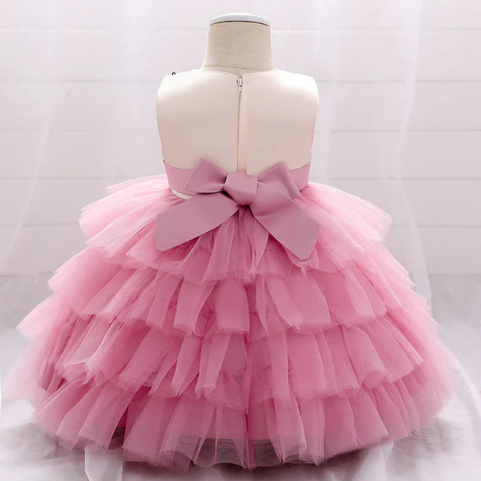 BABY GIRL BIRTHDAY PARTY DRESS TODDLER CUTE BOW PUFFY PAGEANT PRINCESS DRESS