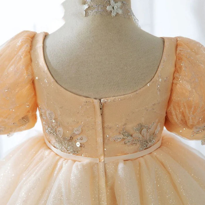 GIRL FORMAL DRESSES BABY GIRL BALL GOWNS PRINCESS DRESS FLORAL SEQUIN FLUFFY BIRTHDAY PARTY DRESS