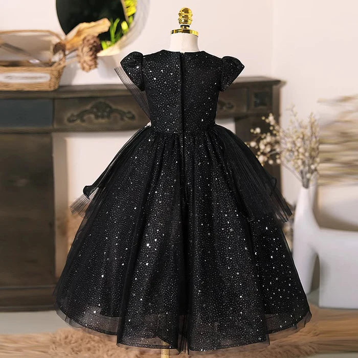 GIRLS BIRTHDAY PRINCESS DRESS BLACK CHILDREN PARTY DRESS