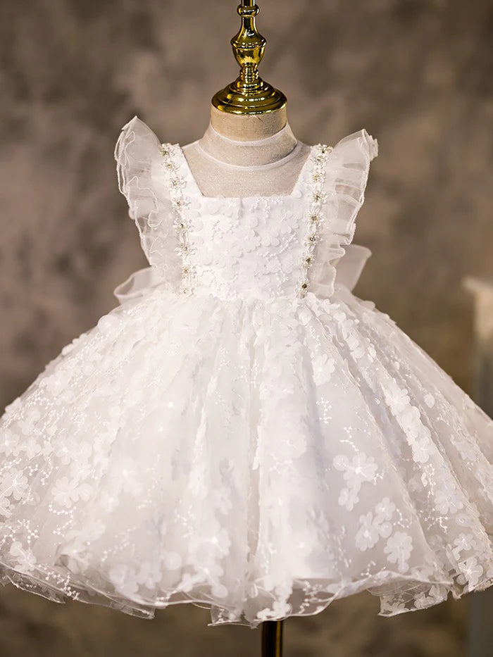 FLOWER GIRL DRESSES BABY GIRL ELEGANT RUFFLE PUFFY FORMAL PRINCESS DRESS FIRST COMMUNION DRESS