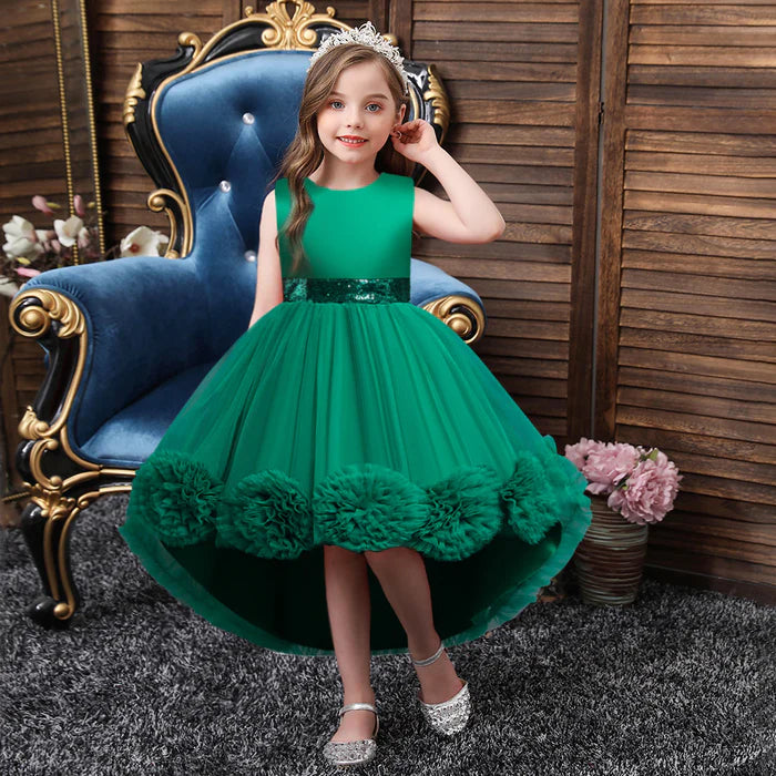 BABY GIRL EASTER DRESS BIRTHDAY PARTY DREAMY POM-POM PUFFY FLOWER GIRL PRINCESS PAGEANT DRESS