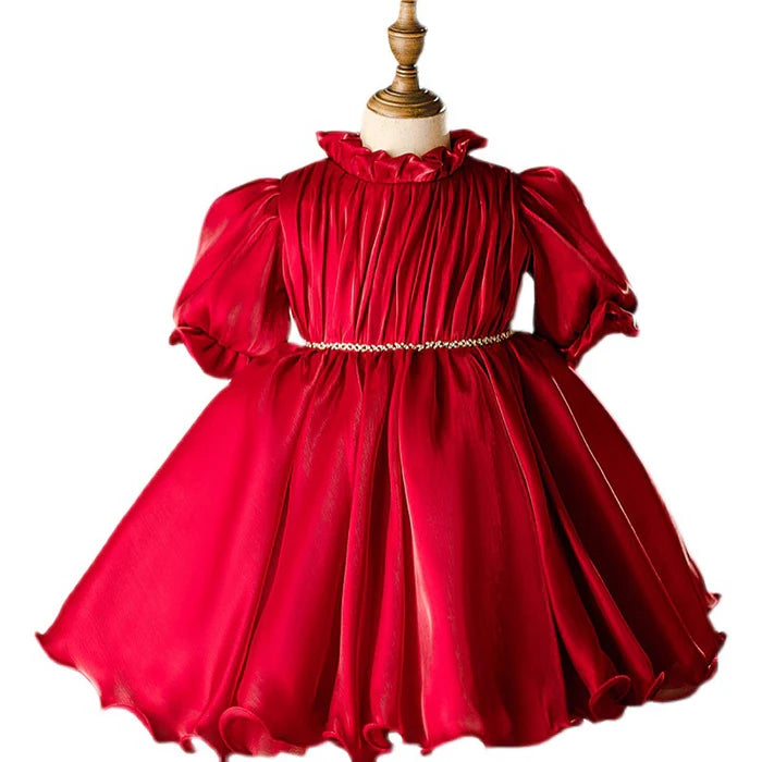 GIRL CHRISTMAS DRESS BABY GIRL AND TODDLER RED PUFFY PRINCESS BIRTHDAY PARTY DRESS