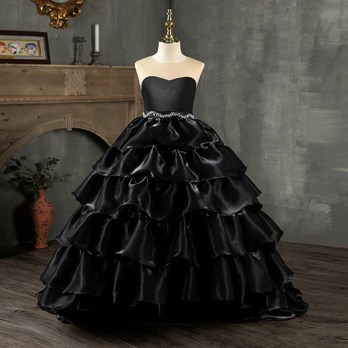 GIRL COMMUNION DRESS CHILDREN PAGEANT LUXURY BLACK BIRTHDAY PARTY FLUFFY DRESS