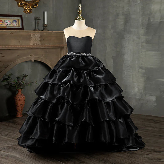 GIRL COMMUNION DRESS CHILDREN PAGEANT LUXURY BLACK BIRTHDAY PARTY FLUFFY DRESS