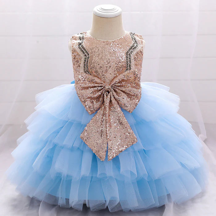 BABY GIRL BIRTHDAY PARTY DRESS TODDLER CUTE BOW PUFFY PAGEANT PRINCESS DRESS