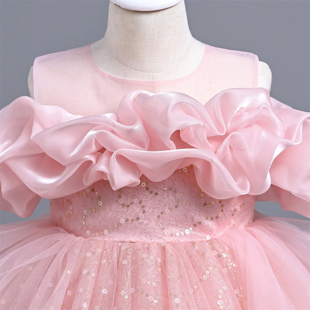 New Arrival Handmade Custom High-End Sequined Children's Wedding Dress Girl Birthday Party Dress