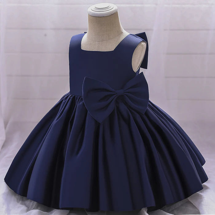 BABY GIRL BIRTHDAY PARTY DRESS TODDLER SUMMER ROUND NECK BOW TEXTURED PUFFY FORMAL PRINCESS DRESS