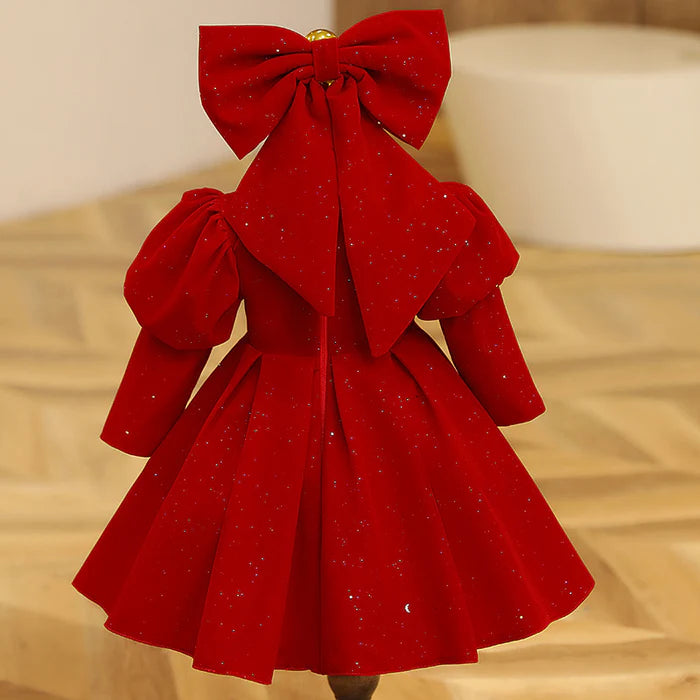 GIRL CHRISTMAS DRESS BABY GIRL RED BUTTERFLY LONG SLEEVE PRINCESS DRESS TODDLER CHRISTMAS DRESS GIRL FORMAL DRESSES