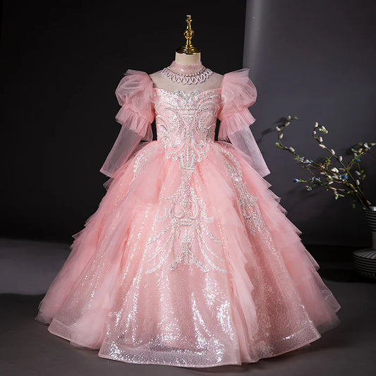 NEW YEAR DRESS CHRISTMAS DRESS GIRLS PAGEANT DRESSES GIRLS PRINCESS DRESSES