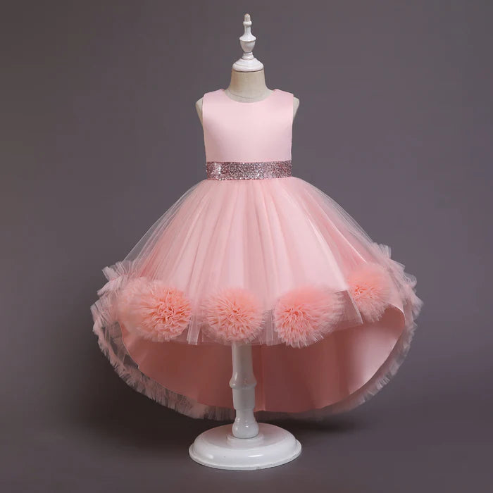 BABY GIRL EASTER DRESS BIRTHDAY PARTY DREAMY POM-POM PUFFY FLOWER GIRL PRINCESS PAGEANT DRESS