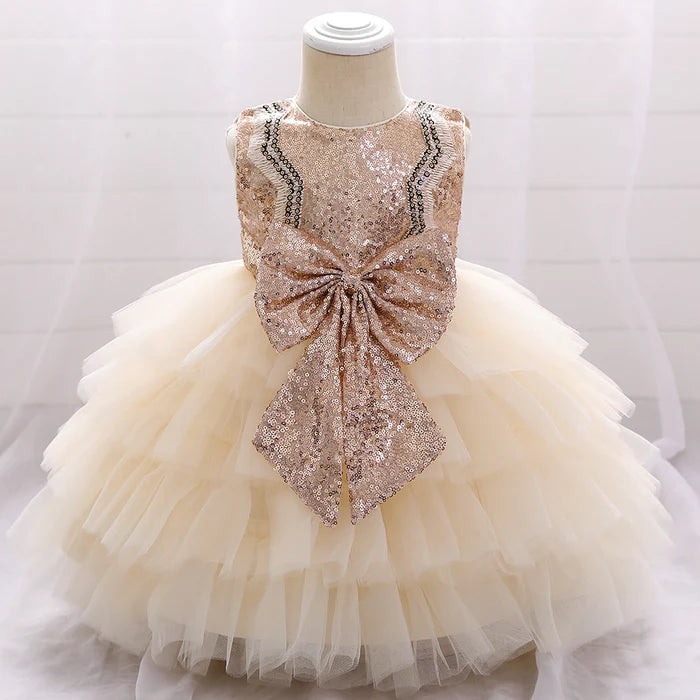 BABY GIRL BIRTHDAY PARTY DRESS TODDLER CUTE BOW PUFFY PAGEANT PRINCESS DRESS