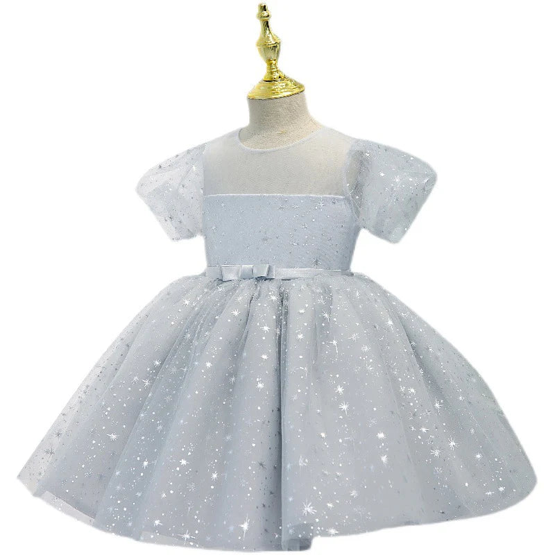 BABY GIRL SUMMER STARS SEQUINS FLUFFY CAKE PRINCESS DRESS