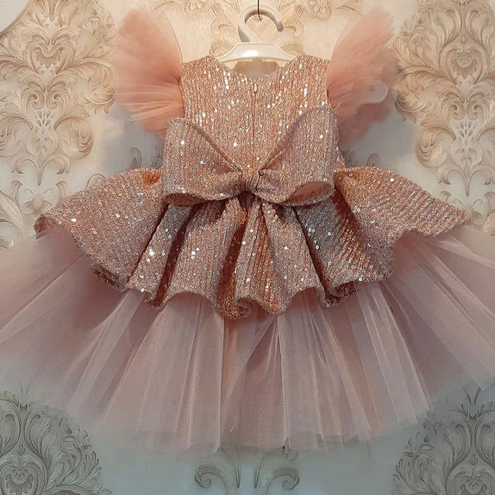 GIRL SUMMER LACE SEQUINS PRINCESS DRESS TODDLER CHRISTMAS PARTY DRESS