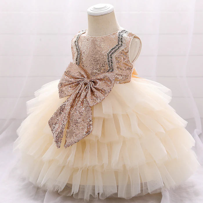 BABY GIRL BIRTHDAY PARTY DRESS TODDLER CUTE BOW PUFFY PAGEANT PRINCESS DRESS