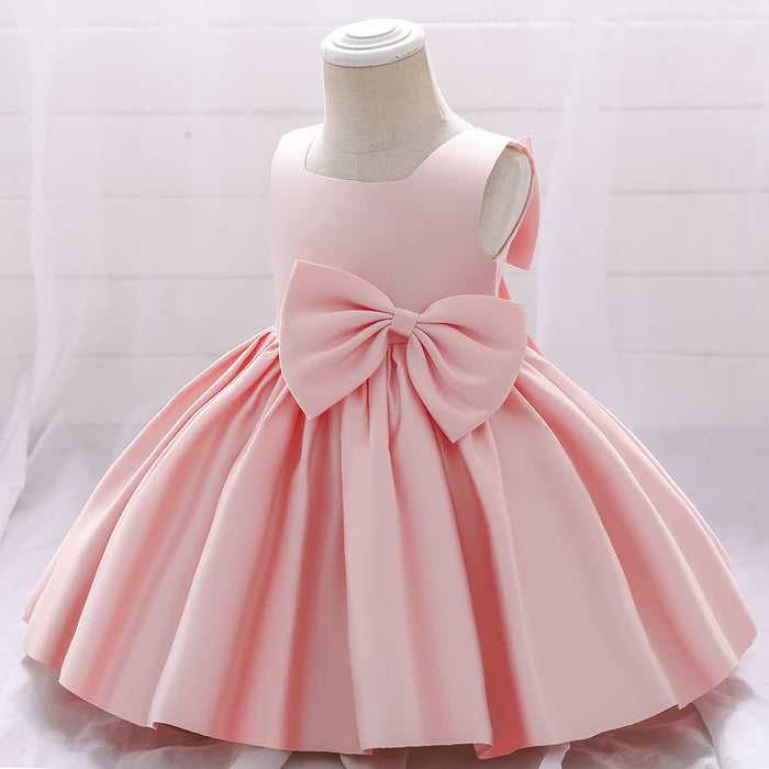 BABY GIRL BIRTHDAY PARTY DRESS TODDLER SUMMER ROUND NECK BOW TEXTURED PUFFY FORMAL PRINCESS DRESS