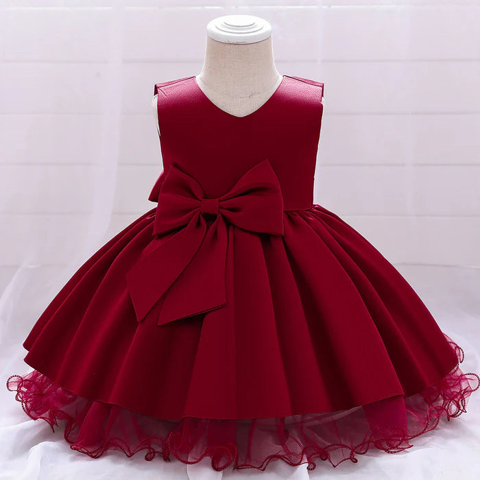 BABY GIRL BOW-KNOT BIRTHDAY PARTY DRESS TODDLER CHRISTMAS DRESS LITTLE GIRL BAPTISM DRESS  (1)