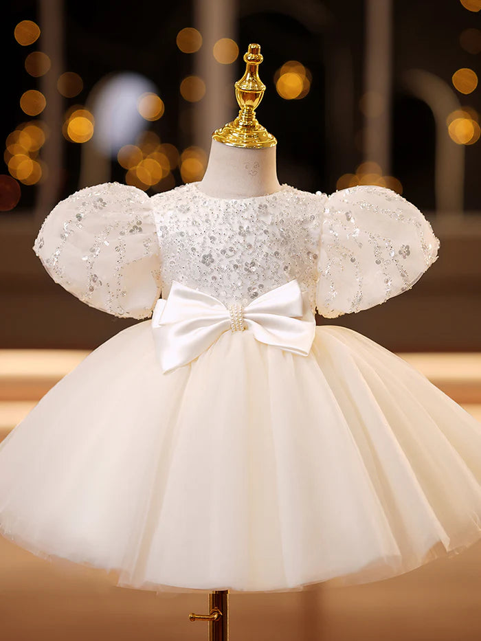 BABY GIRL BIRTHDAY PARTY DRESSES GIRL CUTE BOW KNOT SEQUIN FORMAL PRINCESS DRESSES