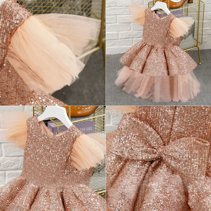 GIRL SUMMER LACE SEQUINS PRINCESS DRESS TODDLER CHRISTMAS PARTY DRESS