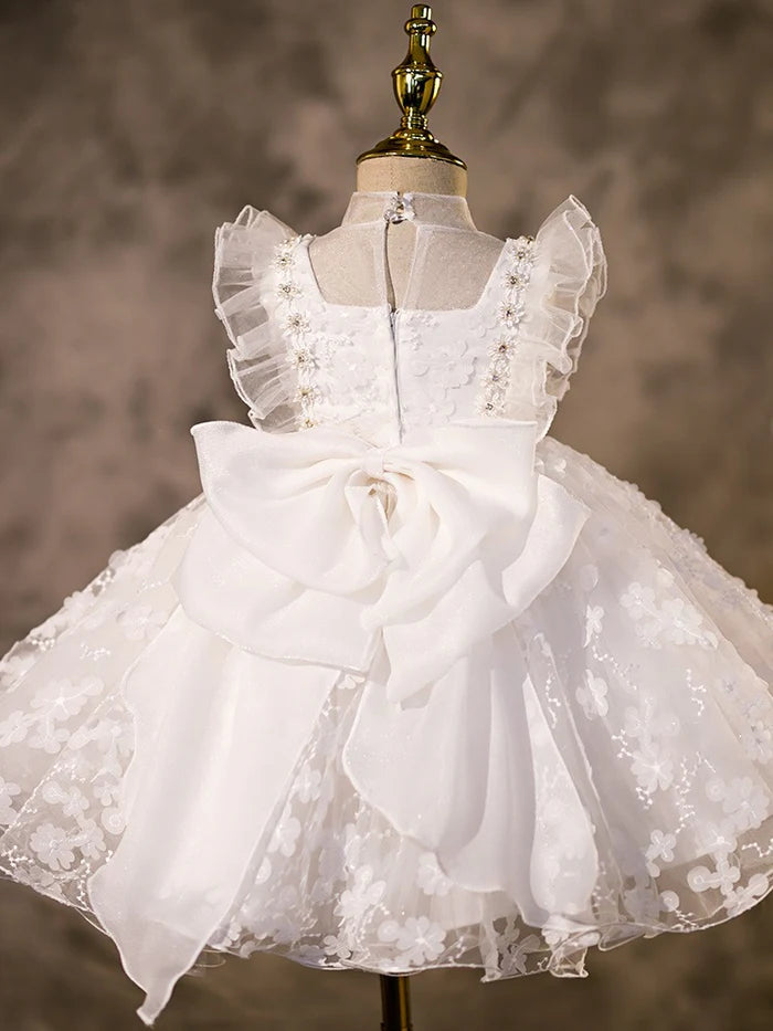 FLOWER GIRL DRESSES BABY GIRL ELEGANT RUFFLE PUFFY FORMAL PRINCESS DRESS FIRST COMMUNION DRESS