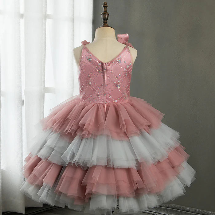 BABY GIRL DRESS LITTLE GIRL SUMMER SLEEVELESS FLORAL CAKE FLUFFY PRINCESS DRESS