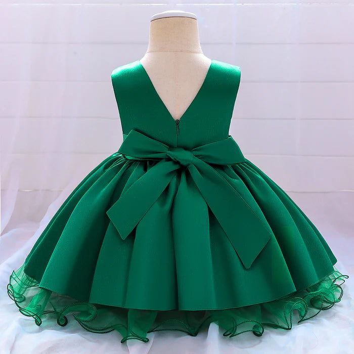 BABY GIRL BOW-KNOT BIRTHDAY PARTY DRESS TODDLER CHRISTMAS DRESS LITTLE GIRL BAPTISM DRESS  (1)