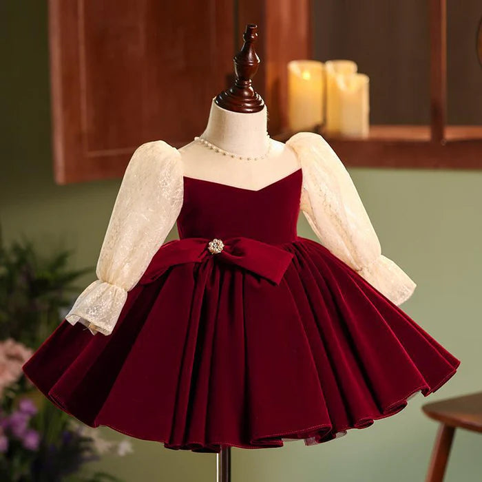 BABY GIRL CHRISTMAS DRESS PUFF SLEEVES BEAUTY PAGEANT DRESS TODDLER BIRTHDAY PRINCESS DRESS