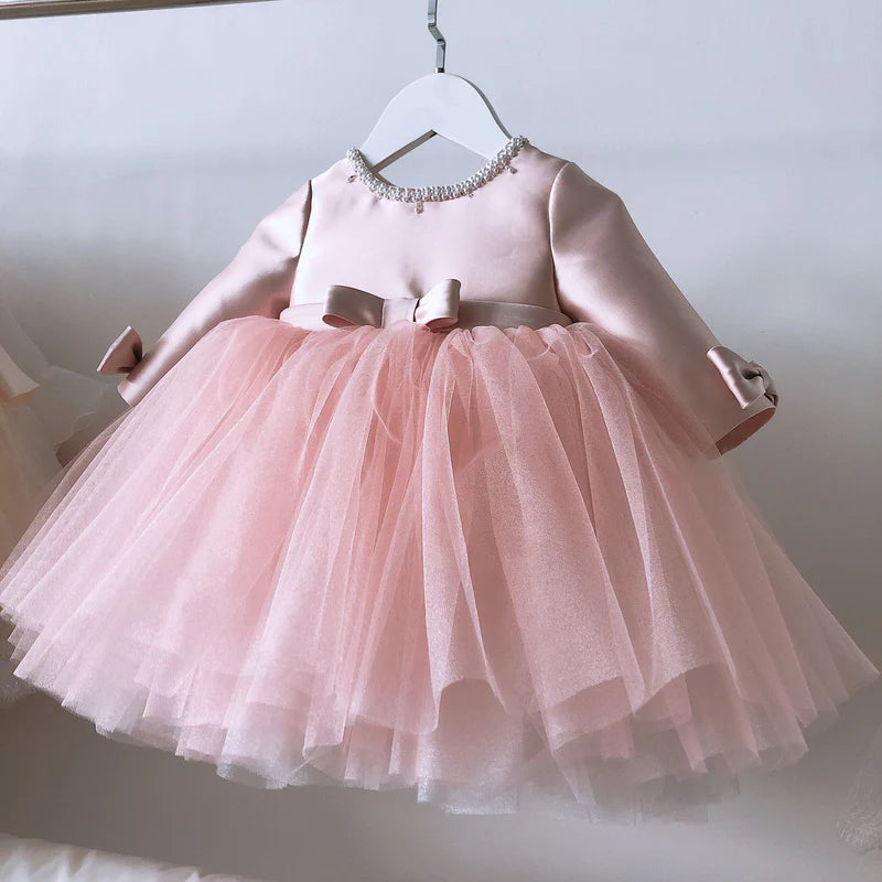 BABY GIRL AND TODDLER LACE BOW CAKE PRINCESS DRESS BIRTHDAY PARTY DRESS