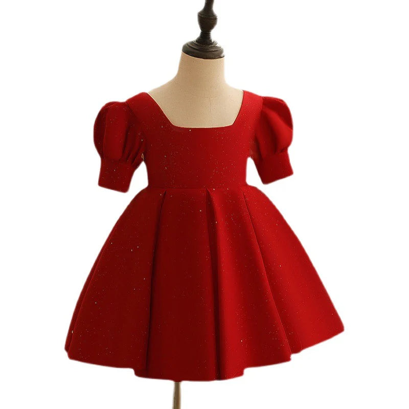 GIRL CHRISTMAS DRESS BABY GIRL DRESSES COZY BOW PUFFY PRINCESS CAKE DRESS TODDLER CHRISTMAS DRESS LITTLE GIRL PARTY DRESSES