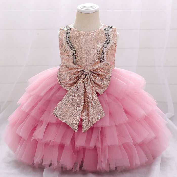 BABY GIRL BIRTHDAY PARTY DRESS TODDLER CUTE BOW PUFFY PAGEANT PRINCESS DRESS