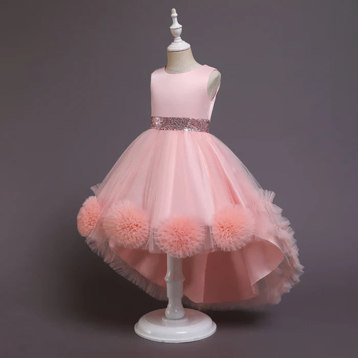 BABY GIRL EASTER DRESS BIRTHDAY PARTY DREAMY POM-POM PUFFY FLOWER GIRL PRINCESS PAGEANT DRESS