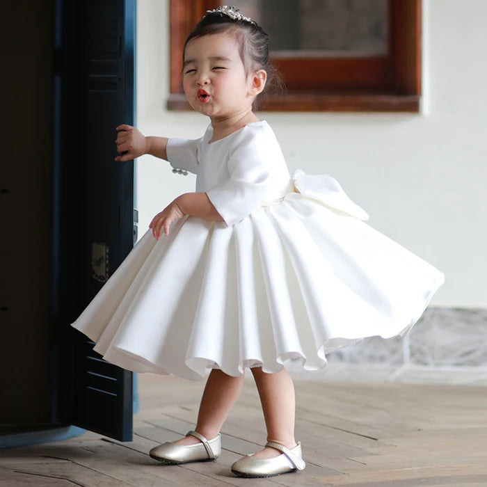 BAPTISM DRESSES BABY GIRL WHITE TEXTURED PUFFY FORMAL PRINCESS DRESS TODDLER PROM DRESS