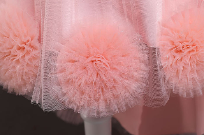 BABY GIRL EASTER DRESS BIRTHDAY PARTY DREAMY POM-POM PUFFY FLOWER GIRL PRINCESS PAGEANT DRESS