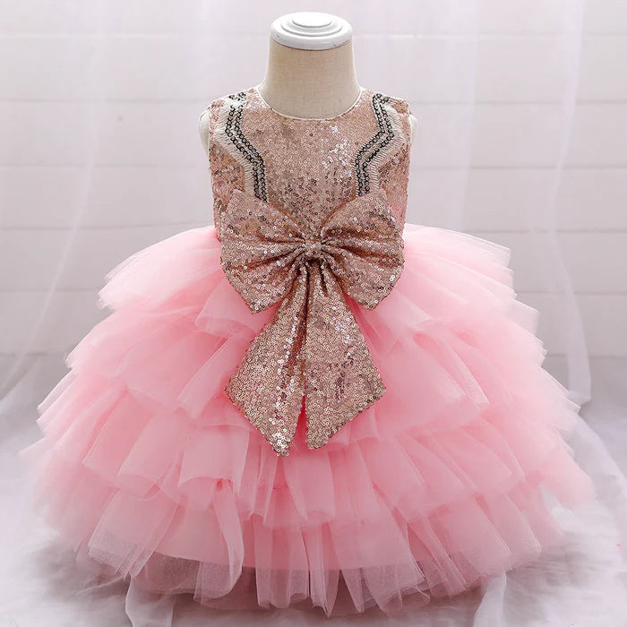 BABY GIRL BIRTHDAY PARTY DRESS TODDLER CUTE BOW PUFFY PAGEANT PRINCESS DRESS