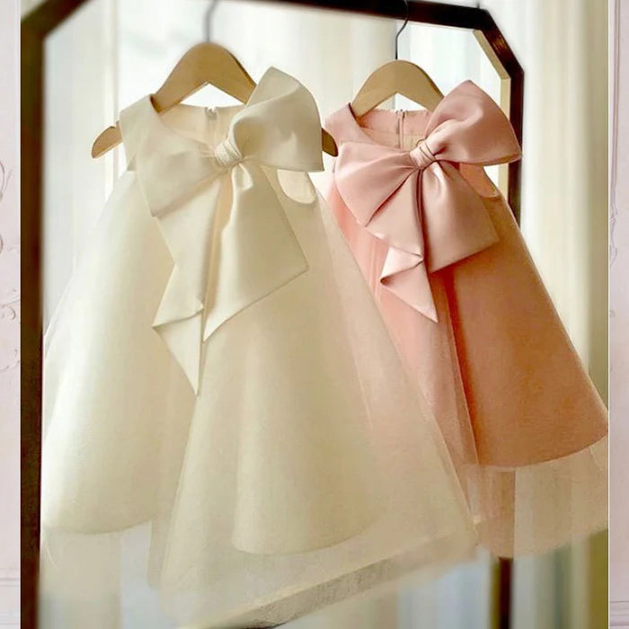 FIRST COMMUNION DRESS GIRL FORMAL PRINCESS DRESS SUMMER BOWKNOT BIRTHDAY PARTY DRESS  (4)