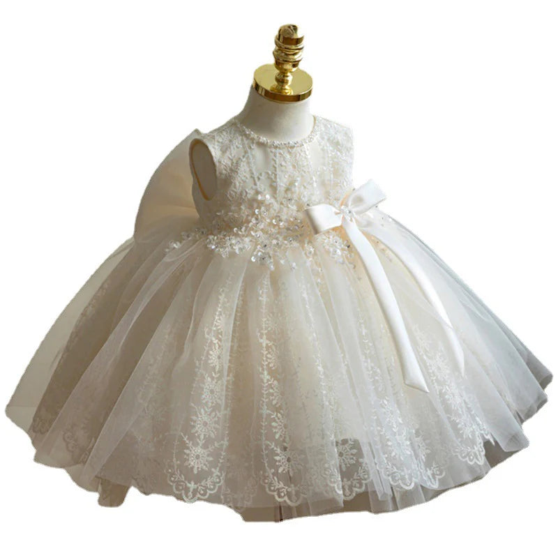 BAPTISM DRESSES BABY GIRL PAGEANT PRINCESS DRESS TODDLER SUMMER SLEEVELESS LACE BIRTHDAY PARTY DRESSES