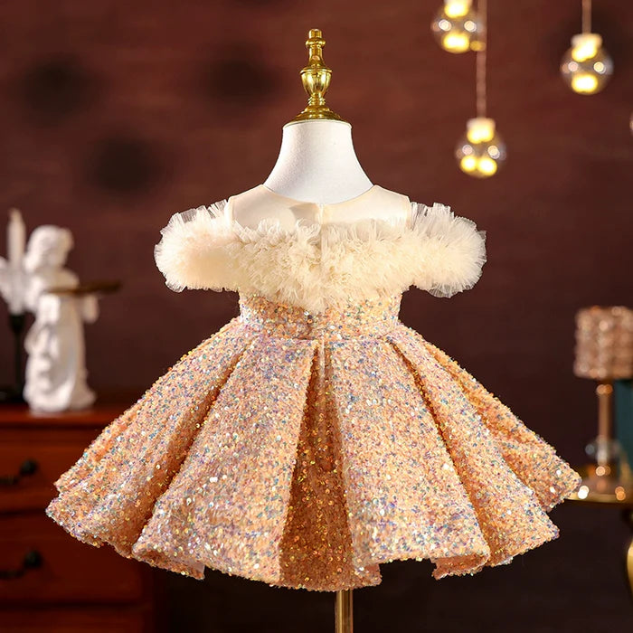 ELEGANT BABY GIRL SEQUIN CHRISTMAS DRESS TODDLER BIRTHDAY PRINCESS DRESS