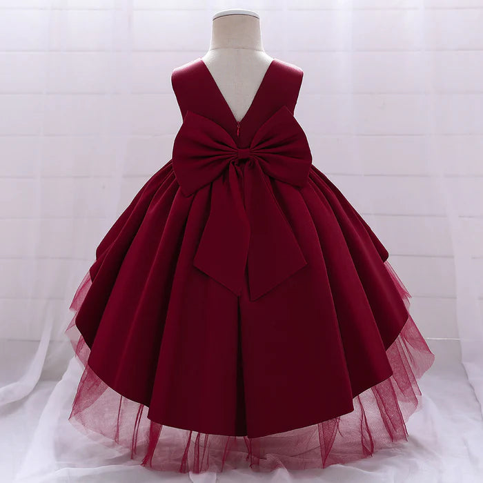 BABY GIRL PRINCESS DRESS ELEGANT BOW KNOT TRAILING GIRL DRESS BIRTHDAY PARTY DRESS