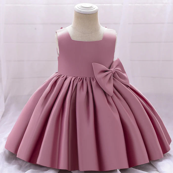 BABY GIRL BIRTHDAY PARTY DRESS TODDLER SUMMER ROUND NECK BOW TEXTURED PUFFY FORMAL PRINCESS DRESS