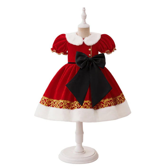 BOW CHRISTMAS DRESS BABY GIRL CHRISTMAS DRESS WINTER CHRISTMAS DRESS