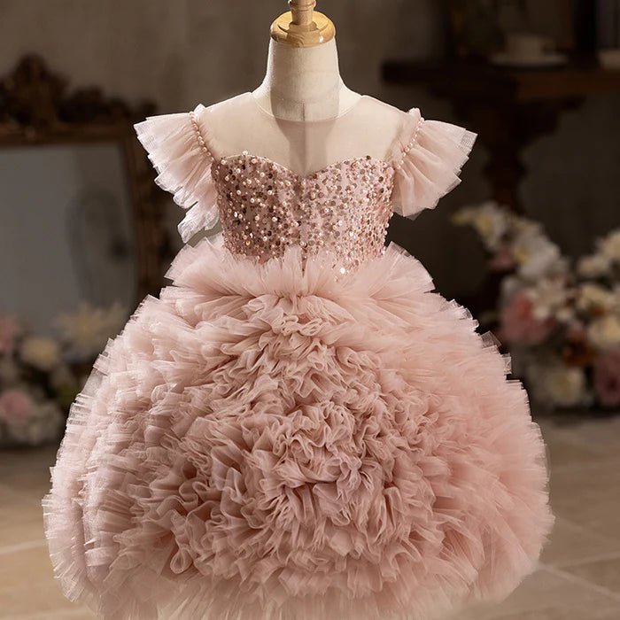 TODDLER CHRISTMAS DRESS GIRL BIRTHDAY PUFFY DRESSES FLOWER GIRL DRESSES