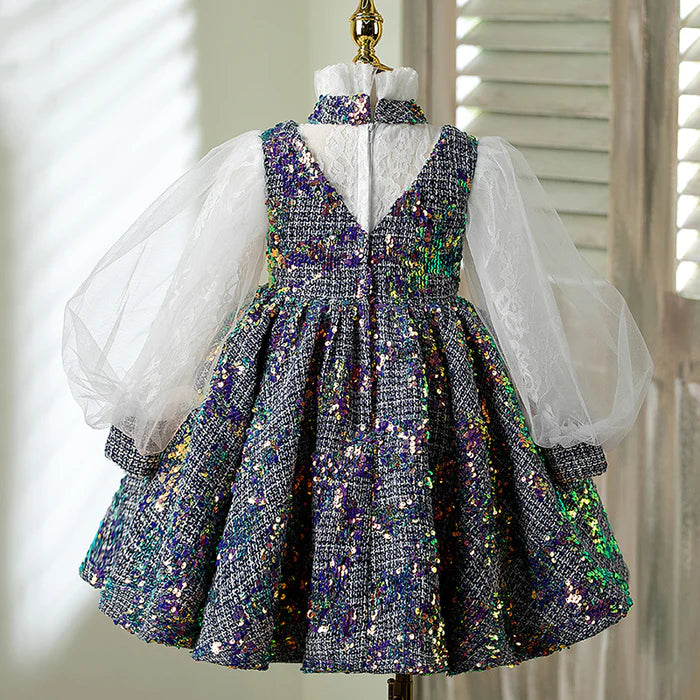 BABY GIRL BAPTISM DRESS GIRL FORMAL SEQUINS PUFFY GIRL DRESS BIRTHDAY PARTY DRESS