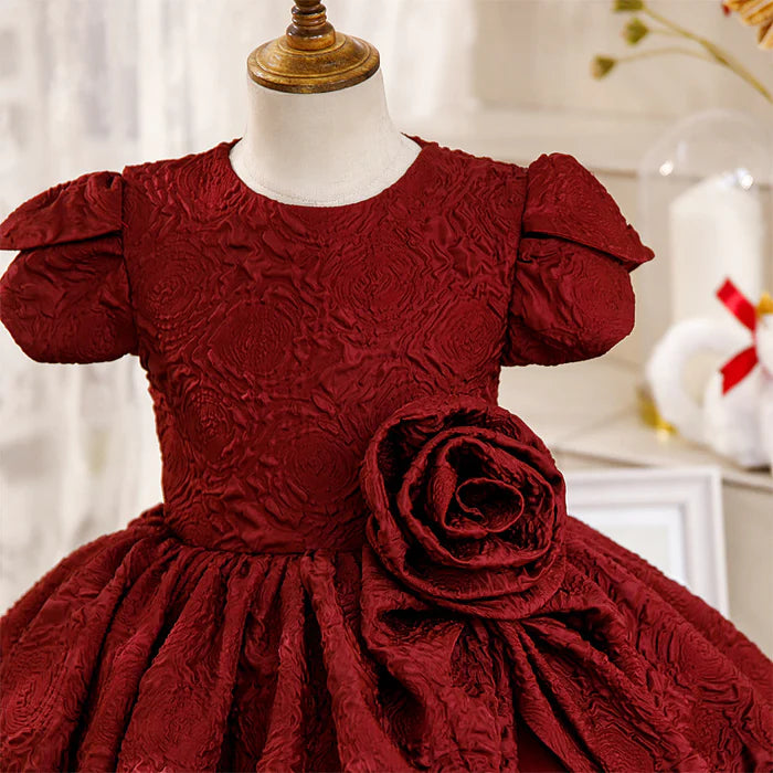 GIRL CHRISTMAS DRESS TODDLER PROM DRESS BABY GIRL SUMMER RED BIG FLOWER FLUFFY FORMAL PRINCESS DRESS