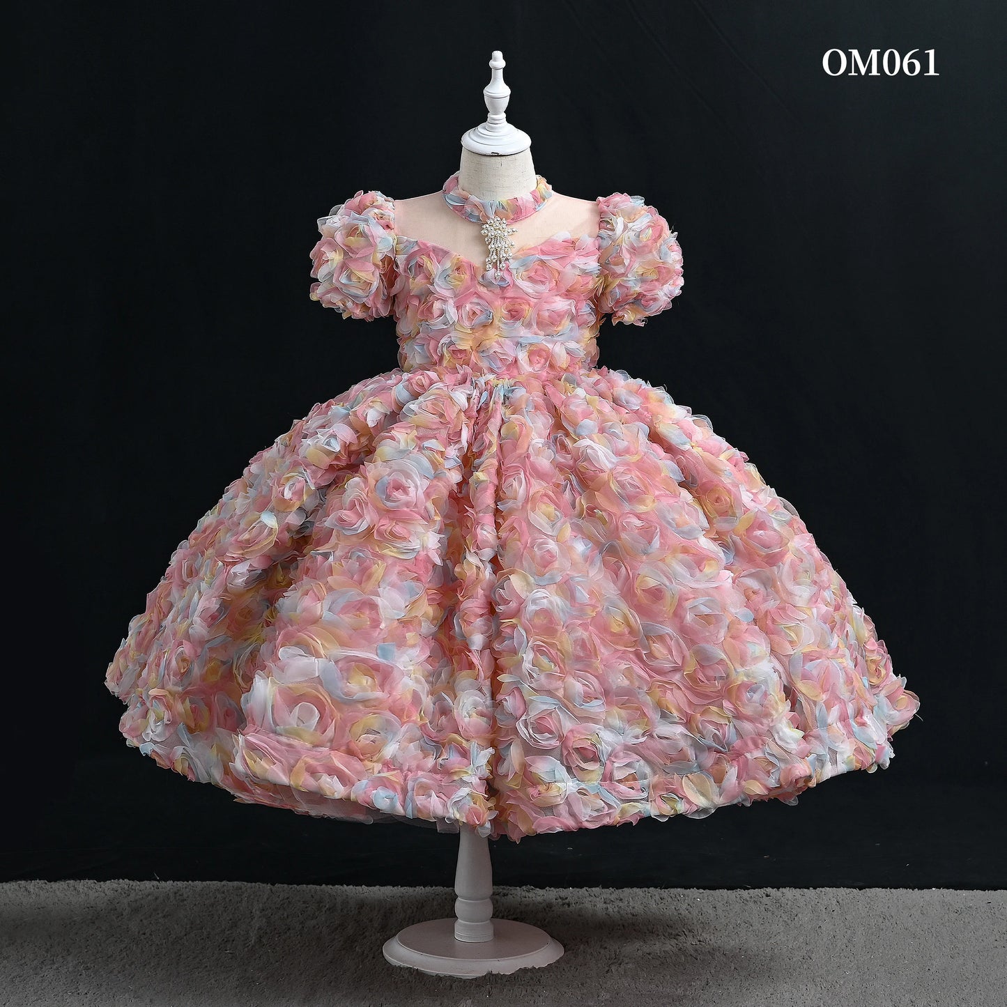 OM061 1-10 Years Old Girls Handmade Custom High-End Sequin Kids Wedding Dress Girls Birthday Party Dress