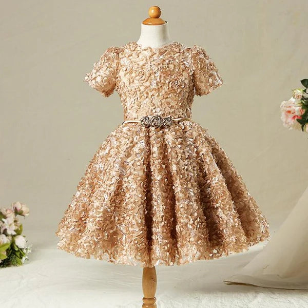 TODDLER BALL GOWNS GIRL SUMMER FORMAL RETRO ELEGANT BIRTHDAY PARTY SEQUIN DRESS