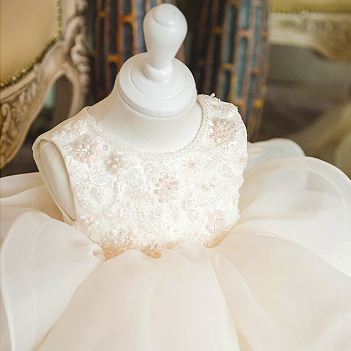 BAPTISM DRESSES BABY GIRL SUMMER WHITE BEADWORK FLOWER GIRL DRESS GIRLS PAGEANT DRESSES