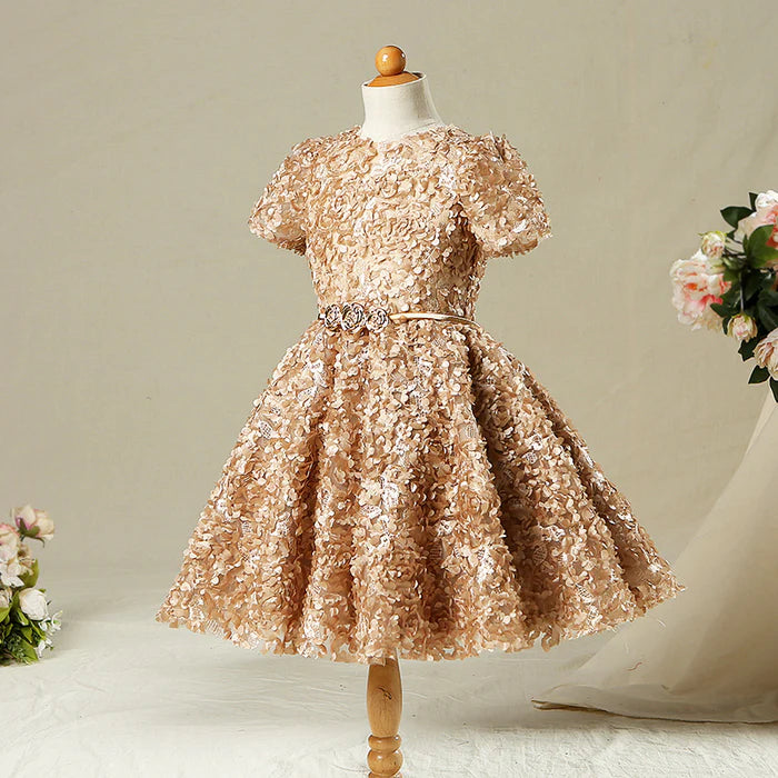 TODDLER BALL GOWNS GIRL SUMMER FORMAL RETRO ELEGANT BIRTHDAY PARTY SEQUIN DRESS