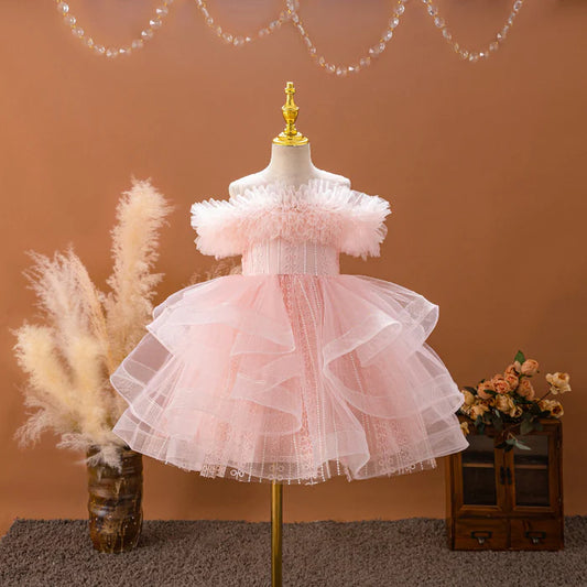 FLUFFY BIRTHDAY DRESS BABY GIRL DRESSES GIRLS PARTY DRESS