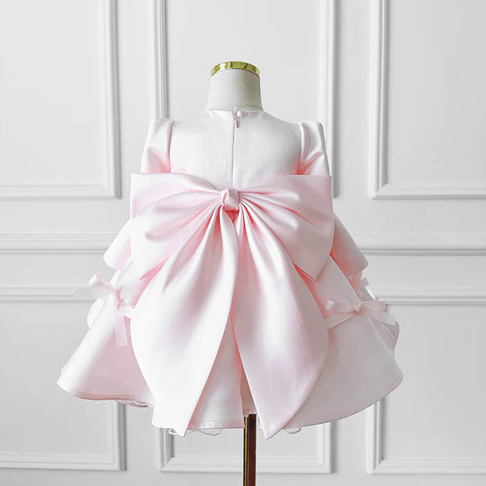 LOVELY BABY GIRL BOW DRESS BEAUTY PAGEANT DRESS TODDLER FIRST COMMUNION DRESSES